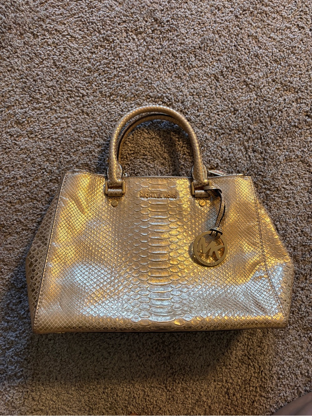 Michael Kors Metallic Python Medium Sutton Satchel